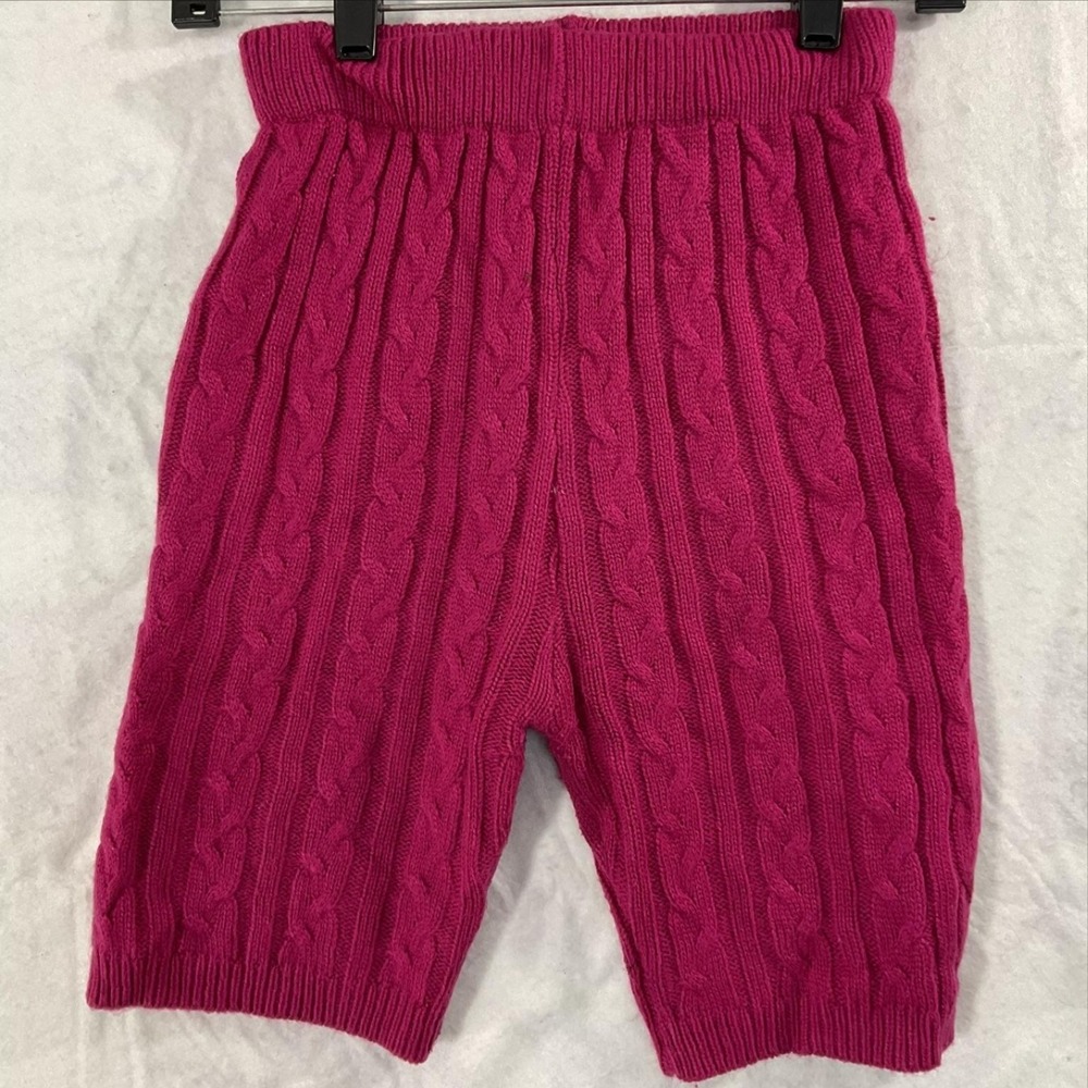 Love Sense Shorts Womens Small Pink Cable Knit Bermuda Elastic Waist Casual
